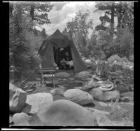 Josie Shaw and Mertie West lounging in their campsite, Mono County, 1941