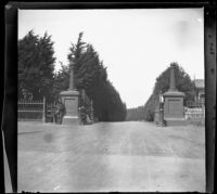 Guards on duty at one of the entrances to the Presidio, San Francisco, 1898