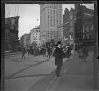 Street corner with the Call Building (later renamed Central Tower) at the center, San Francisco, 1898