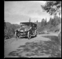 H. H. West's Buick parked on a dirt road, Burney vicinity, 1915