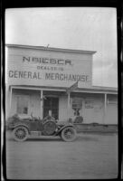 H. H. West's Buick parked in front of the Bieber general store, Bieber, 1917