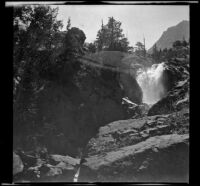 Waterfall flowing somewhere above Silver Lake, June Lake vicinity, 1914