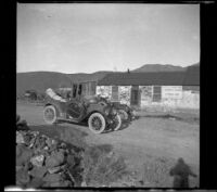 H. H. West's Buick and another car parked outside the Little Lake Store, Little Lake, 1913