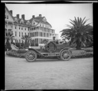 H. H. West's car parked in front of the Hotel del Coronado, Coronado, 1909