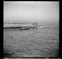 La Jolla children's pool and breakwater, viewed at a distance, San Diego, [1930s]