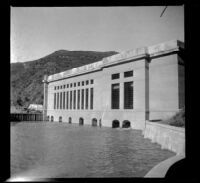 Power Plant No. 1, viewed at an angle, San Francisquito Canyon, [about 1917]