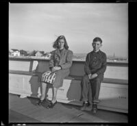 Dottie and Richard Siemsen ride the ferry across the bay, Newport Beach, 1941