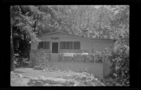 Glen Velzy's cabin, La Casita, viewed from the front, San Gabriel Mountains, 1941