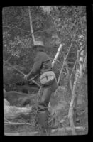 Forrest Whitaker fishes in Rock Creek, Mammoth Lakes vicinity, 1940