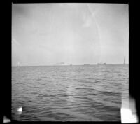 Battleships sailing through Santa Monica Bay, Venice, 1908