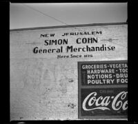 Close-up view of the side exterior wall of a general store, Oxnard vicinity, 1942