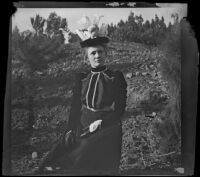 Louise Ambrose poses in Elysian Park, Los Angeles, 1898