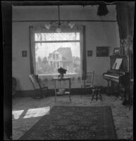 Piano in the parlor of the West's house at 240 Griffin Avenue, Los Angeles, 1899