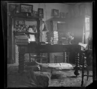 Library in the West's house at 240 South Griffin Avenue, Los Angeles, 1899