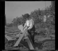 George M. West constructs a set of stairs, Los Angeles, about 1901