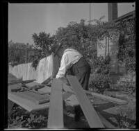 George M. West constructs a set of stairs, Los Angeles, about 1901