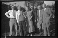 H. H. West stands in his backyard with his siblings, son, and nephew, Los Angeles, 1934