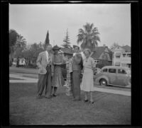 Wayne West, Maud Foreman West, H. H. West Jr., and Mertie West pose together, Los Angeles, 1941