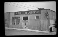 Exterior of Los Angeles Protective Laundry, viewed from the front, Los Angeles, 1940
