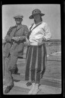 Vic Beal and Marion Whitaker pose on the pier, Manhattan Beach, about 1925