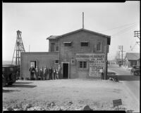Bergman-Albright Oil and Gas Co. Field Office probably at the Venice oil field, Los Angeles, circa 1930