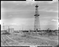 Derrick at the Mount View Oil Field's Dana Hogan Discovery Well, Bakersfield vicinity, 1934