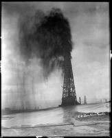 Lake View Oil Co. gusher at the Sunset Oil Field, Kern County, 1920-1930