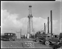Oil well at the Playa del Rey oil field, 1935