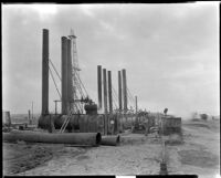 Row of boilers at the Playa del Rey oil field, Los Angeles, circa 1935