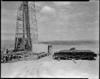 Casing at the base of a Powell Stockton Company oil well in the vicinity of the Kettleman Hills, Kings County, 1932
