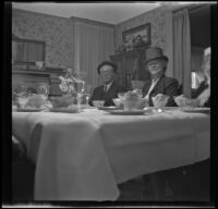 Dr. Bim Smith and Agnes Whitaker attend a birthday dinner at the West's residence, Los Angeles, 1944