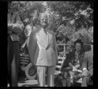 Earl Kellum attends the Southern Pacific Railroad employee picnic, Los Angeles, 1945