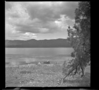Big Bear Lake, viewed from the front porch of cabin #45 at Stillwell's Camp, Big Bear Lake, 1945