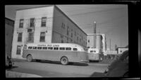 Bus and bus station at Nordale Hotel, Fairbanks, 1946