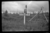 Sign for Summit stands on a hillside, Denali National Park and Preserve, 1946