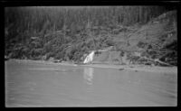 Lowell Creek waterfall flows into Resurrection Bay, Seward, 1946