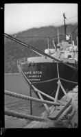 Clove Hitch, moored to the dock, Seward, 1946