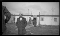 Mertie West walks from the Shawcreek Lodge, [Delta Junction vicinity?], 1946