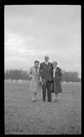 Frances Wells, W. L. Kinsell and Mertie West pose in Fort Richardson National Cemetery, Fort Richardson, 1946