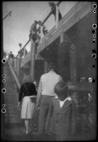 Ship passengers roam the docks at Orca, Cordova, 1946
