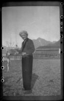 Mertie West poses with salmon, Cordova, 1946