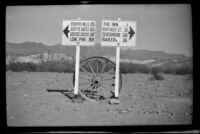 Road signs posted in Death Valley, Death Valley National Park, 1947