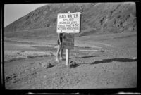 Signage standing at Badwater Basin, Death Valley National Park, 1947