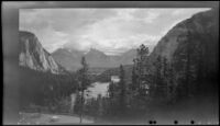 Bow River Valley, viewed from a veranda at Banff Springs Hotel, Banff, 1947