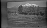 Mount Shasta, viewed at a distance from railroad tracks, Dunsmuir vicinity, 1947