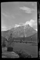 Cascade Mountain, viewed from a terrace at Banff Springs Hotel, Banff, 1947