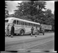 Passengers board a bus at Capilano Canyon, [Vancouver], 1947