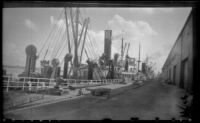 Ships moored alongside the dock, New Orleans, 1947