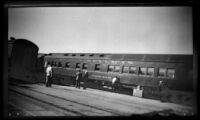 Pullman car, Clover Haven, sits on the tracks, New Orleans, 1947