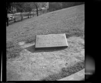 Marker of redoubt standing at the Bunker Hill Monument, Boston, 1947